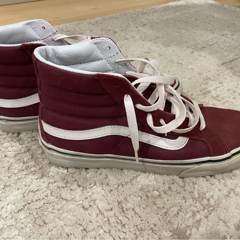 Vans Kids High-Top Sneakers - Burgundy and White